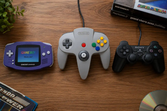 Retro GameBoy and controllers.