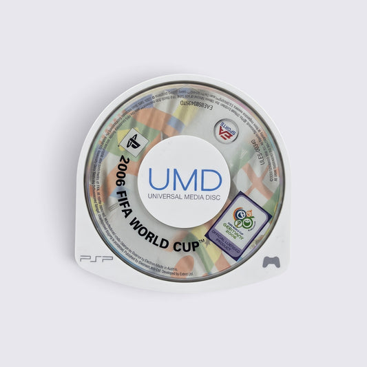 MrPixel 2006 FIFA World Cup UMD game disc for Sony PSP featuring official tournament branding and graphics