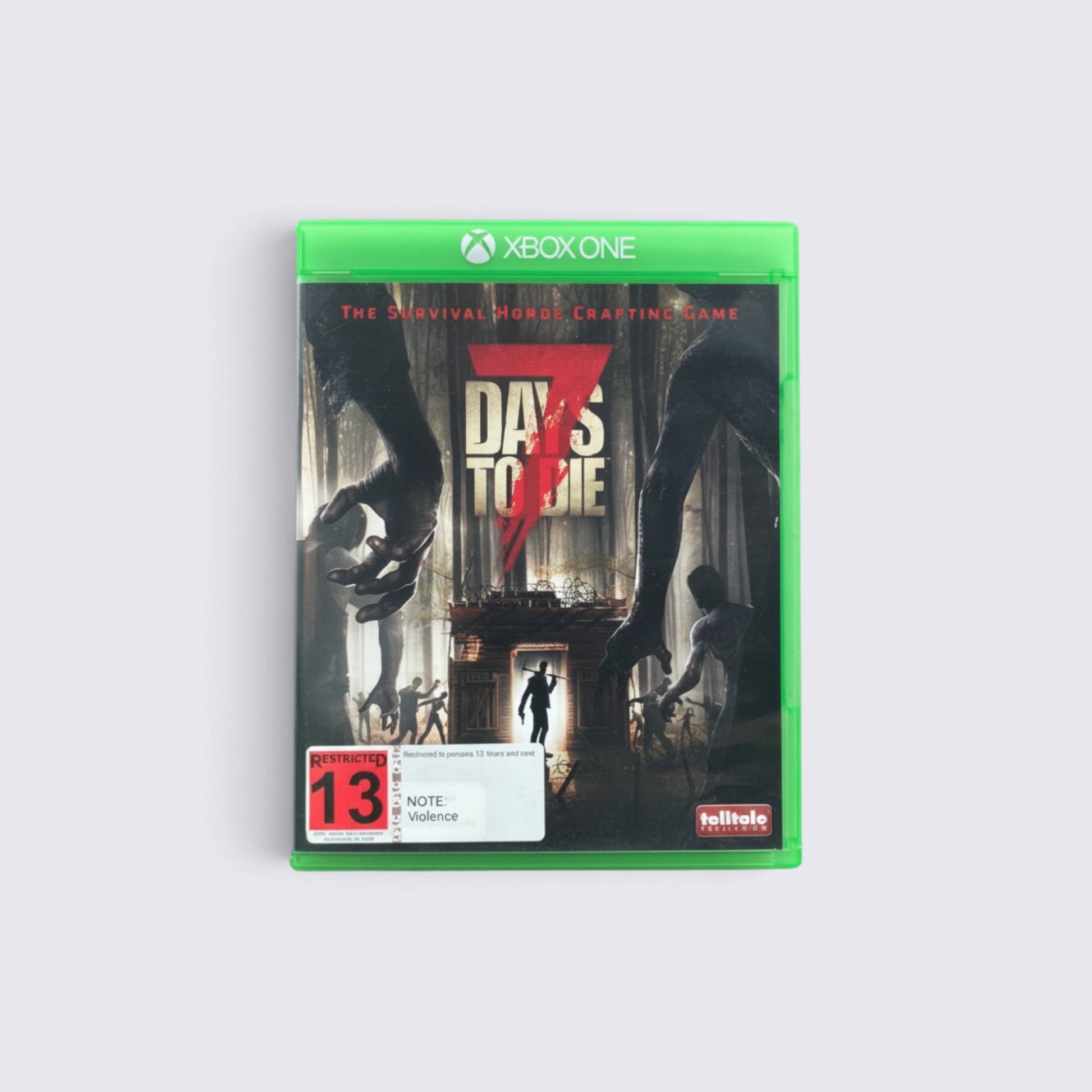 MrPixel 7 Days to Die survival horror game for Xbox One in a green plastic case with zombie-themed cover art