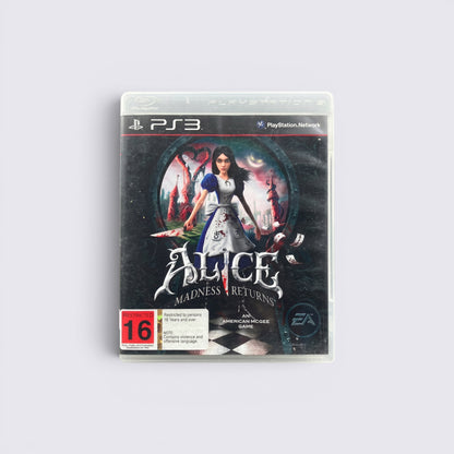 MrPixel Alice: Madness Returns PS3 game case featuring Alice with a Vorpal Blade in a dark, gothic Wonderland setting.