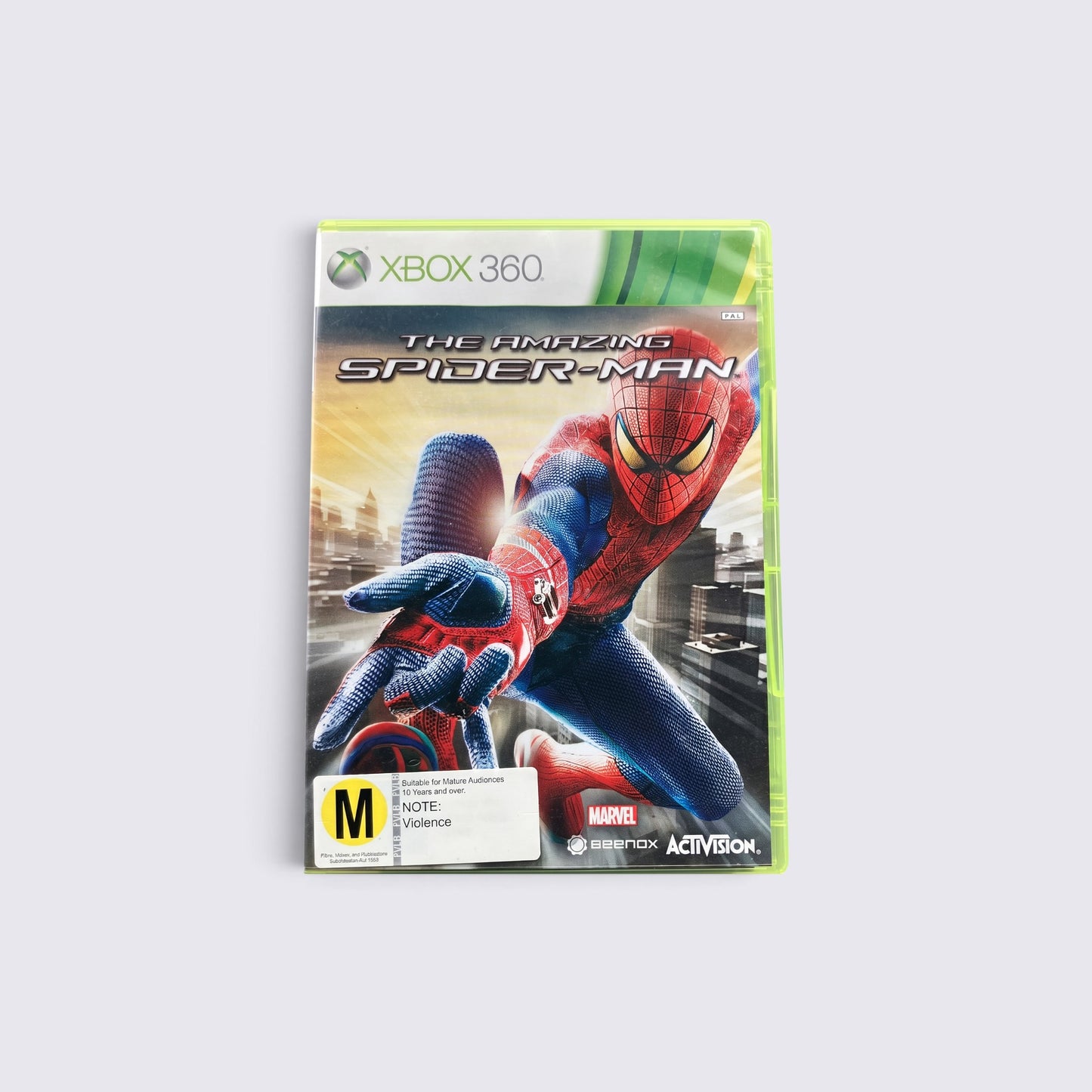 MrPixel The Amazing Spider-Man video game for Xbox 360 featuring Spider-Man in a web-swinging pose on the cover