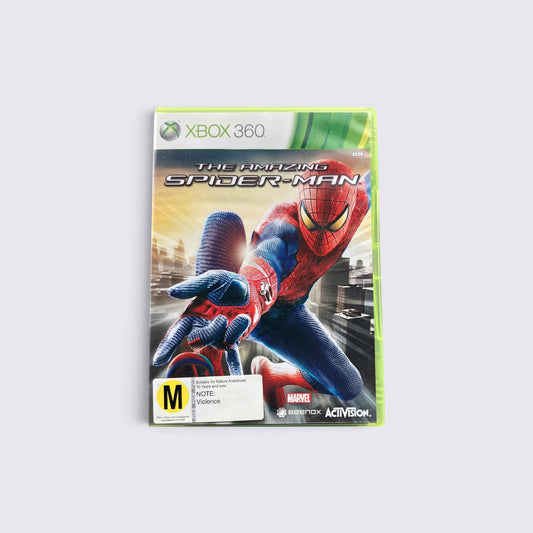 MrPixel The Amazing Spider-Man video game for Xbox 360 featuring Spider-Man in a web-swinging pose on the cover