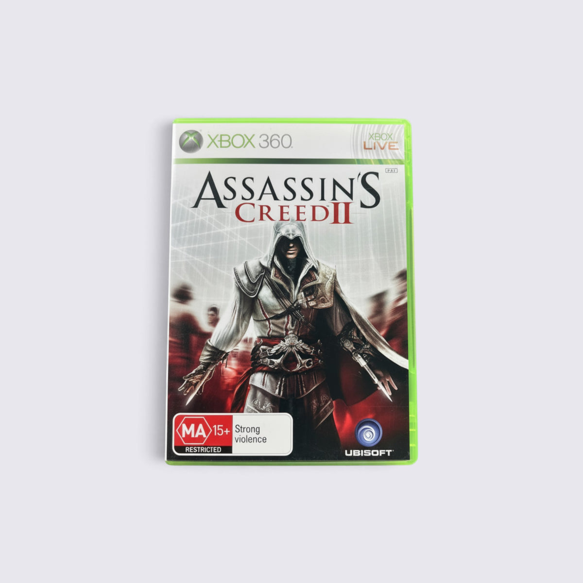 MrPixel Assassin's Creed 2 Xbox 360 game case featuring Ezio Auditore in his iconic assassin robes