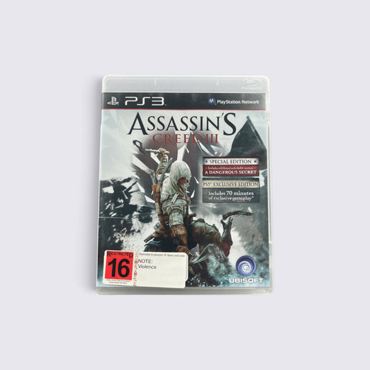 MrPixel Assassin's Creed III Special Edition game case for PlayStation 3 featuring Connor Kenway in action.
