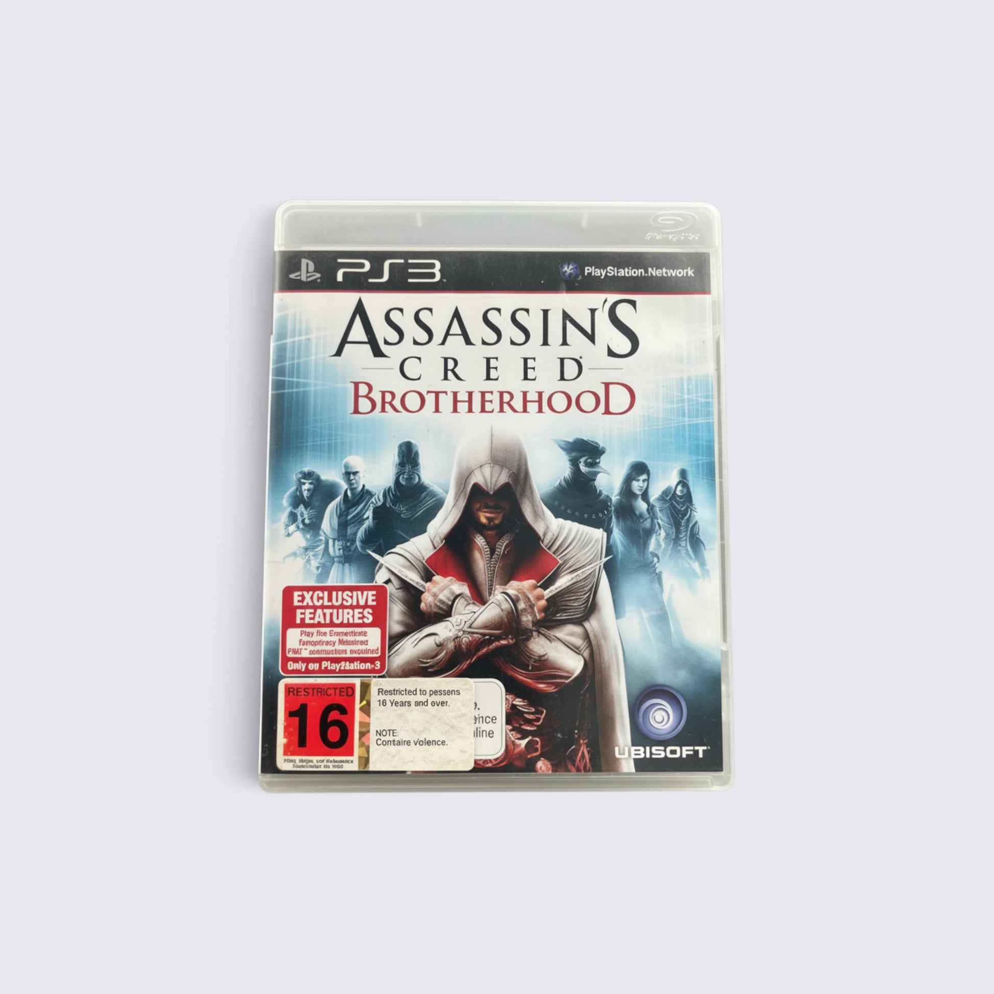 MrPixel Assassin's Creed Brotherhood game case for PlayStation 3 featuring Ezio Auditore and the Assassin order.