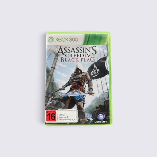 MrPixel Assassin's Creed IV: Black Flag Xbox 360 game case featuring Edward Kenway with dual cutlasses on a ship