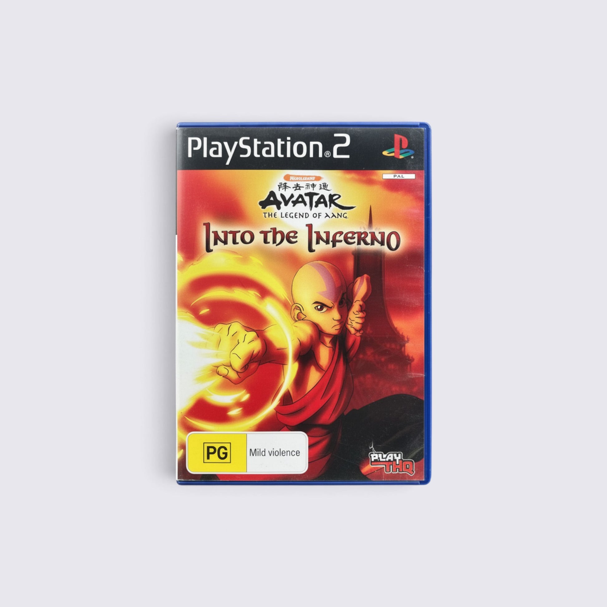 MrPixel Avatar The Legend of Aang Into the Inferno PS2 game case featuring Aang performing fire bending