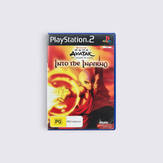 MrPixel Avatar The Legend of Aang Into the Inferno PS2 game case featuring Aang performing fire bending