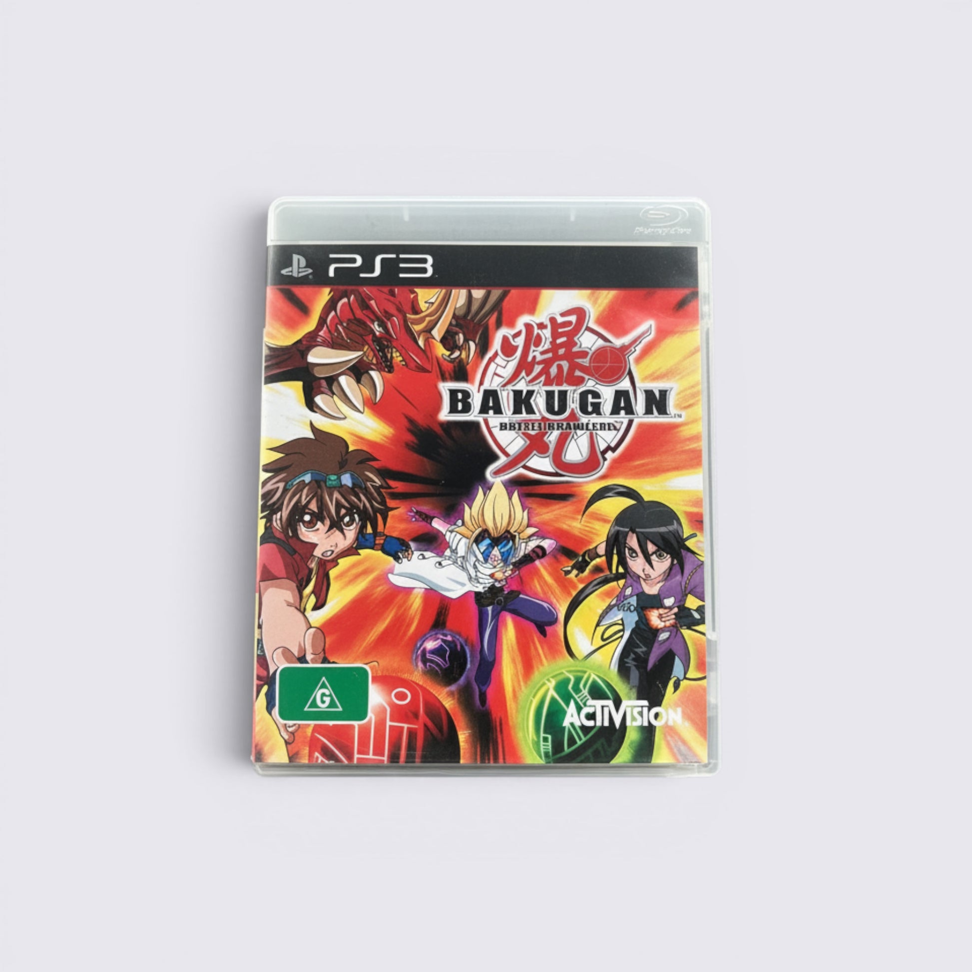 MrPixel Bakugan Battle Brawlers PS3 game case featuring anime characters and a red dragon creature on a vibrant background