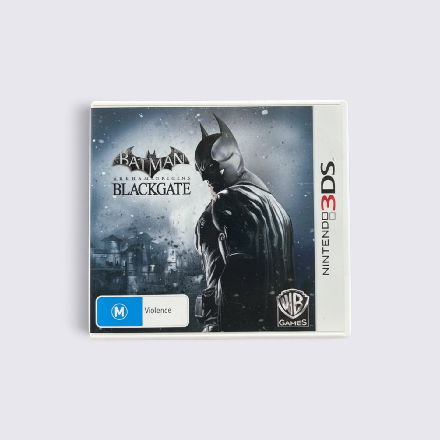 MrPixel Batman: Arkham Origins Blackgate Nintendo 3DS game case featuring Batman in a snowy prison setting.
