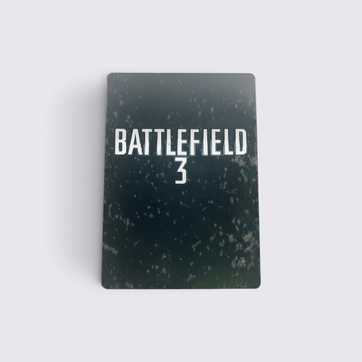 MrPixel Battlefield 3 Steelbook Edition for Xbox 360 featuring a weathered black metal case with white title text