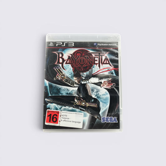 MrPixel Bayonetta video game for PlayStation 3 featuring the main character in a dynamic action pose on the cover.
