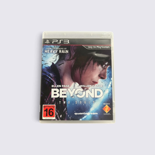 MrPixel Beyond: Two Souls game case for PlayStation 3 featuring Jodie Holmes on a dark blue cinematic cover art.