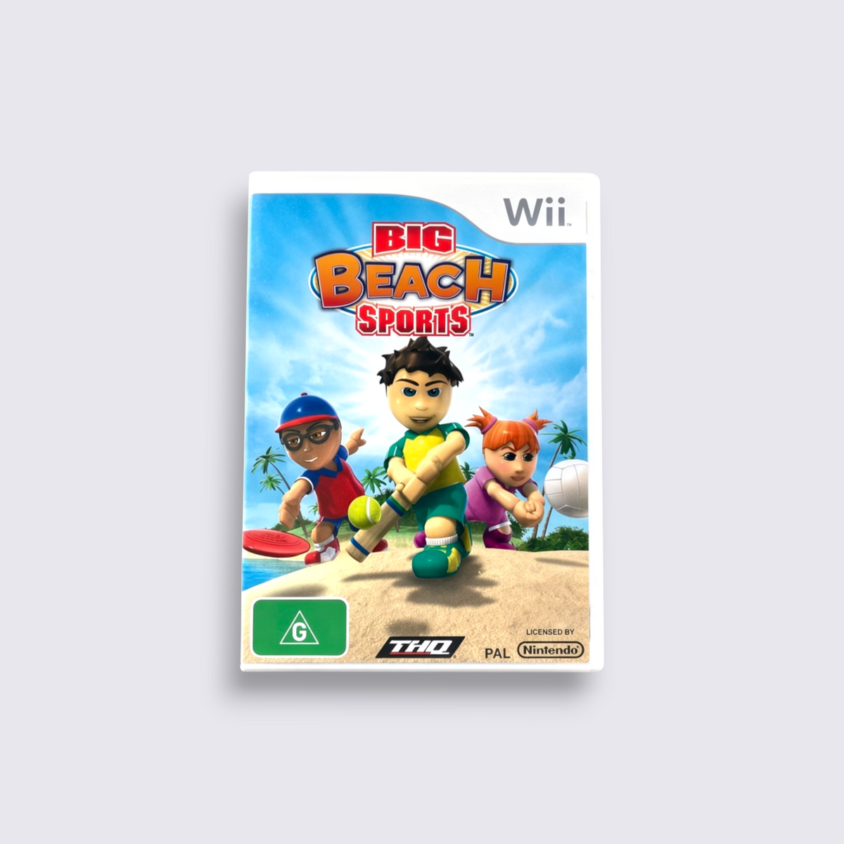 MrPixel Big Beach Sports Nintendo Wii game case featuring cartoon characters playing beach sports on a sunny island.