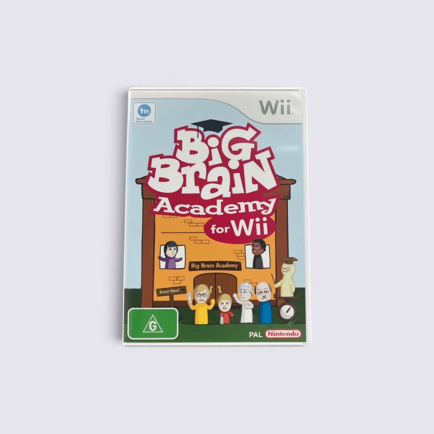 MrPixel Big Brain Academy Wii Degree game case featuring colourful cartoon characters and educational puzzle themes.
