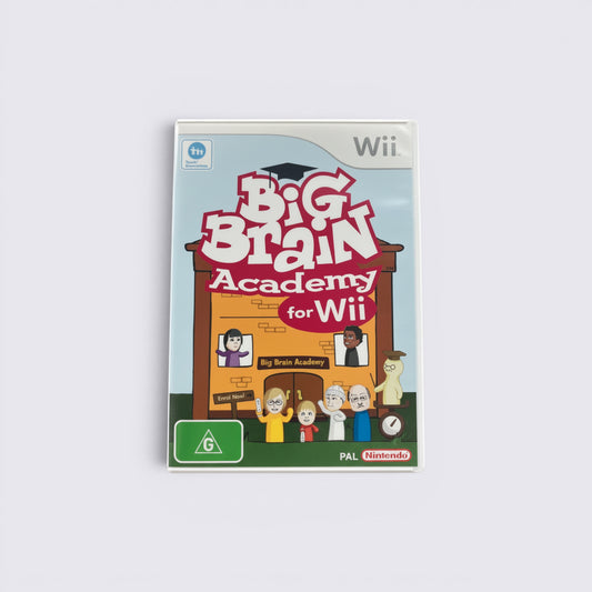 MrPixel Big Brain Academy Wii Degree game case featuring colourful cartoon characters and educational puzzle themes.