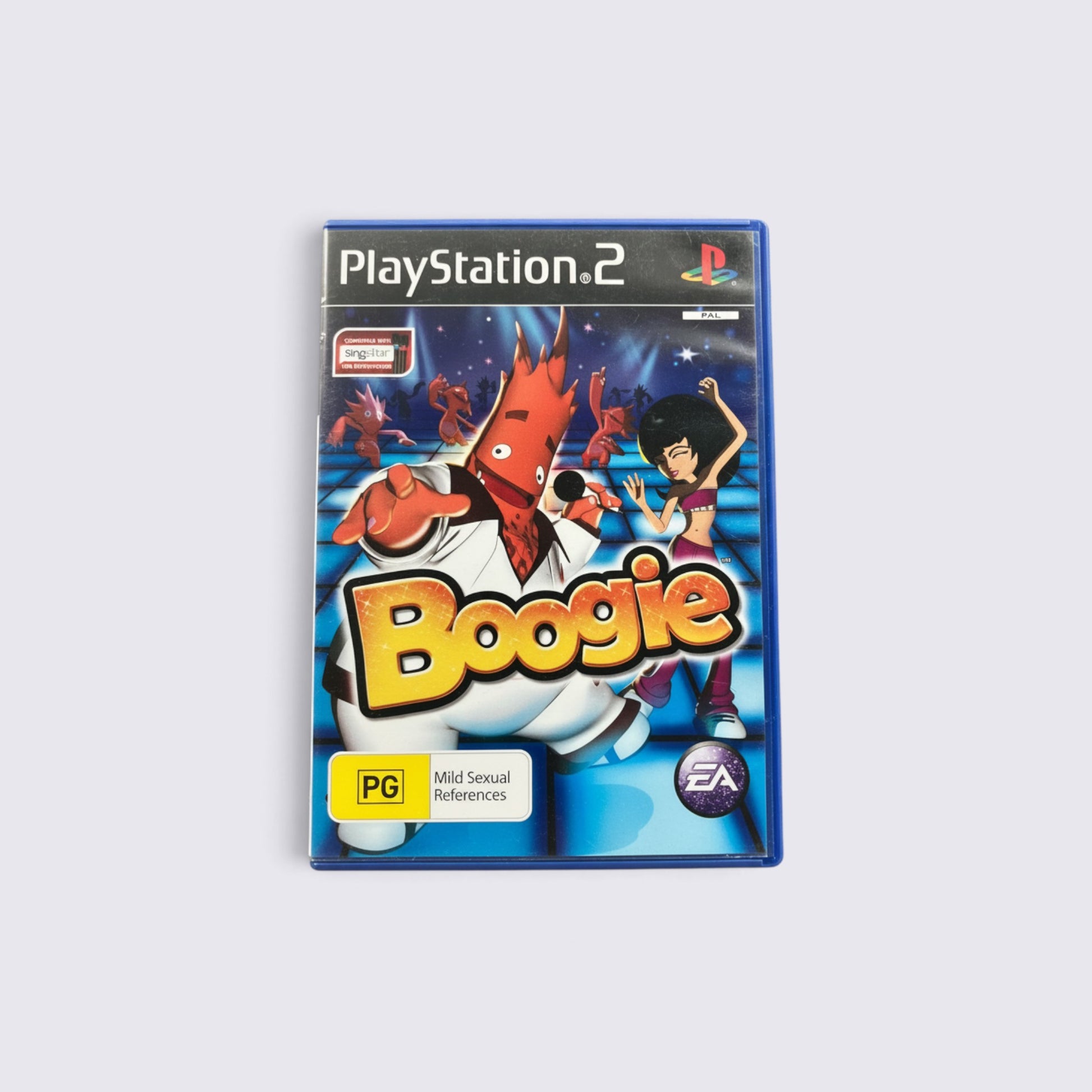 MrPixel Boogie video game for PlayStation 2 featuring colourful cartoon characters dancing on a stage