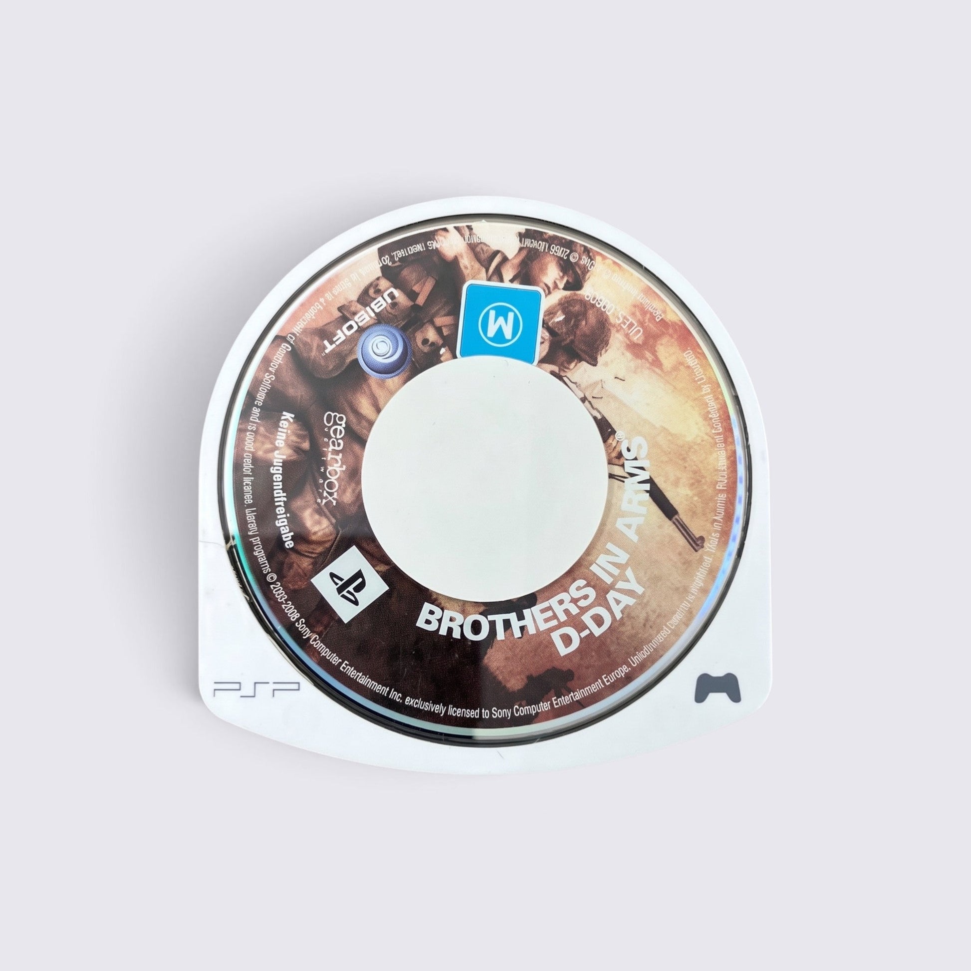 MrPixel Brothers in Arms: D-Day game disc for PlayStation Portable featuring WWII soldier artwork