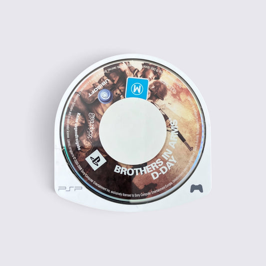 MrPixel Brothers in Arms: D-Day game disc for PlayStation Portable featuring WWII soldier artwork