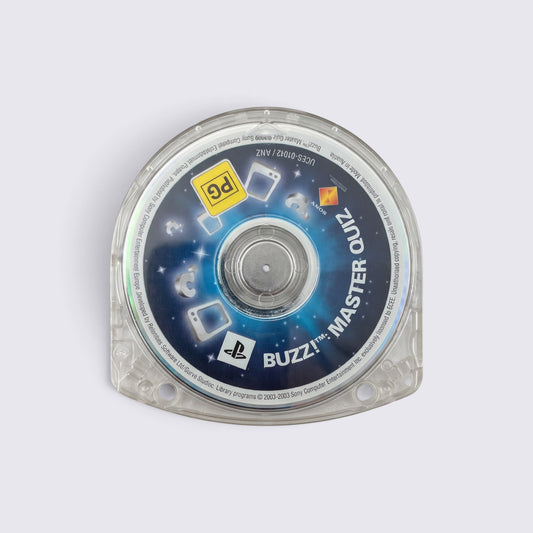 MrPixel Buzz! Master Quiz UMD disc for PlayStation Portable featuring blue trivia graphics and PG rating label