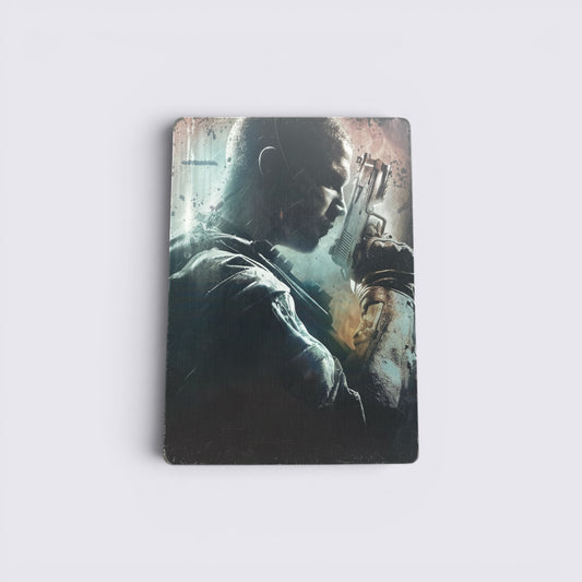 MrPixel Call of Duty Black Ops 2 Steelbook Edition featuring a soldier with a pistol in a gritty, dark art style.