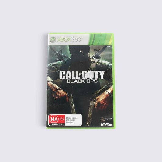 MrPixel Call of Duty: Black Ops video game for Xbox 360 featuring cover art of a soldier with dual pistols