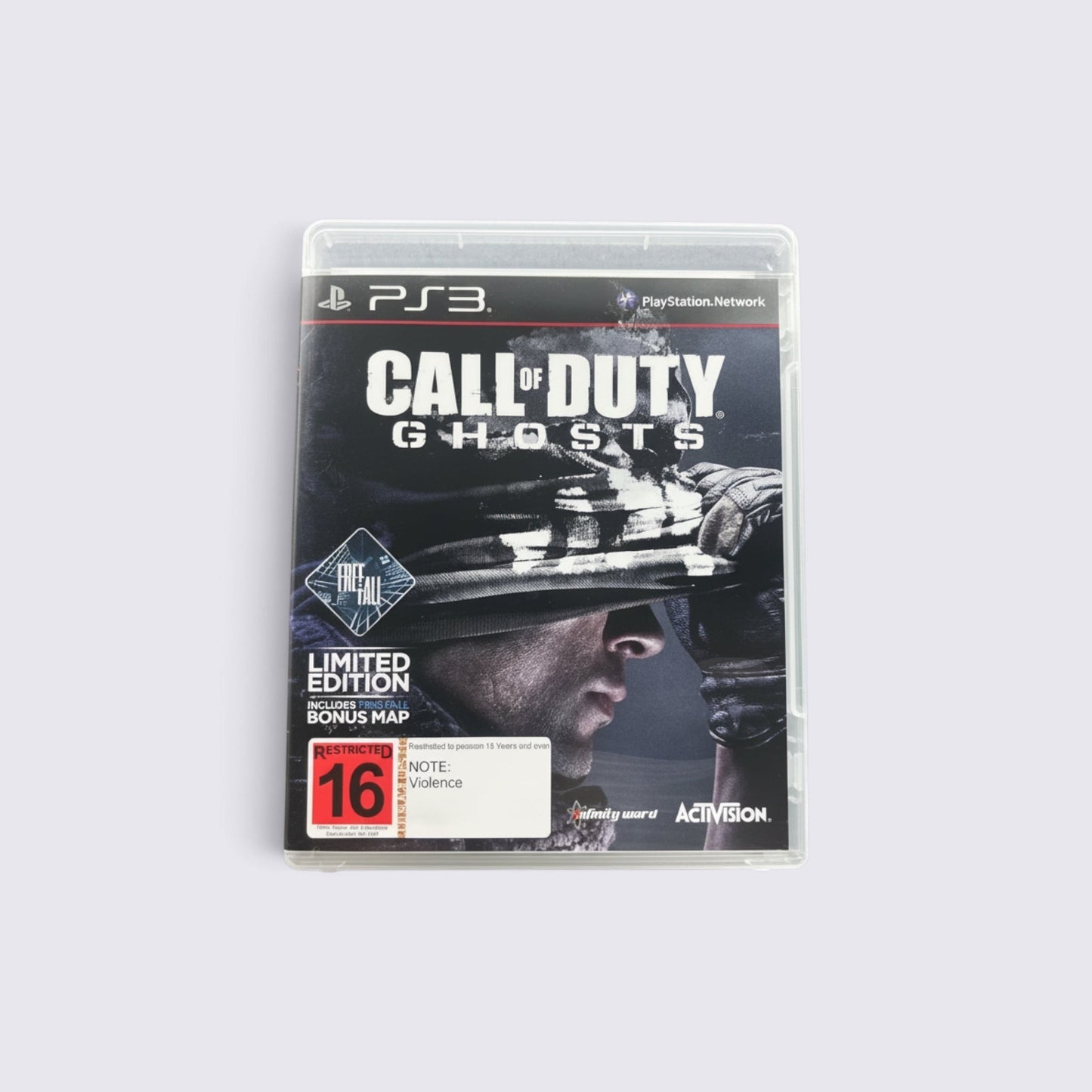 MrPixel Call of Duty: Ghosts Limited Edition game for PlayStation 3 featuring a soldier in a skull mask cover art.