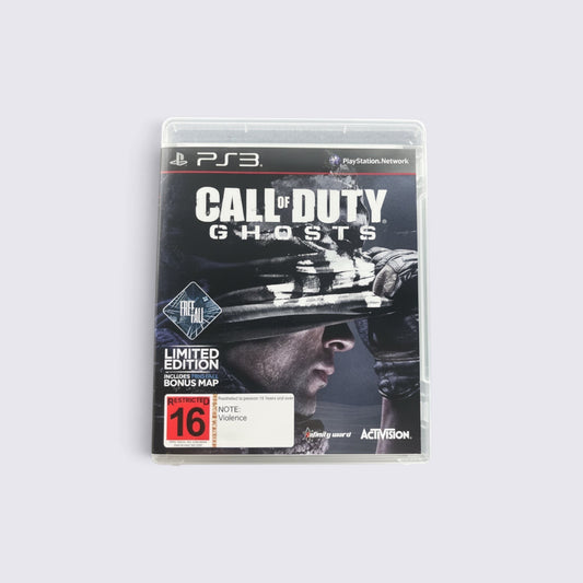 MrPixel Call of Duty: Ghosts Limited Edition game for PlayStation 3 featuring a soldier in a skull mask cover art.