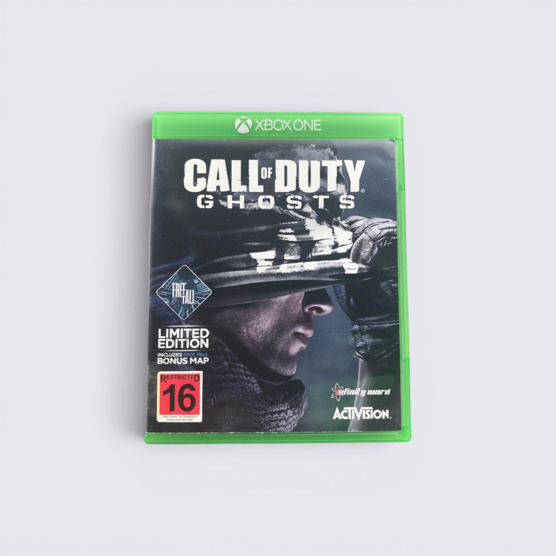 MrPixel Call of Duty: Ghosts Limited Edition game for Xbox One featuring a soldier with a skull mask on the cover.