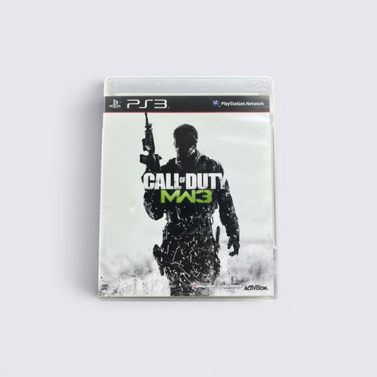 MrPixel Call of Duty Modern Warfare 3 PS3 game case featuring a soldier silhouette on a white background