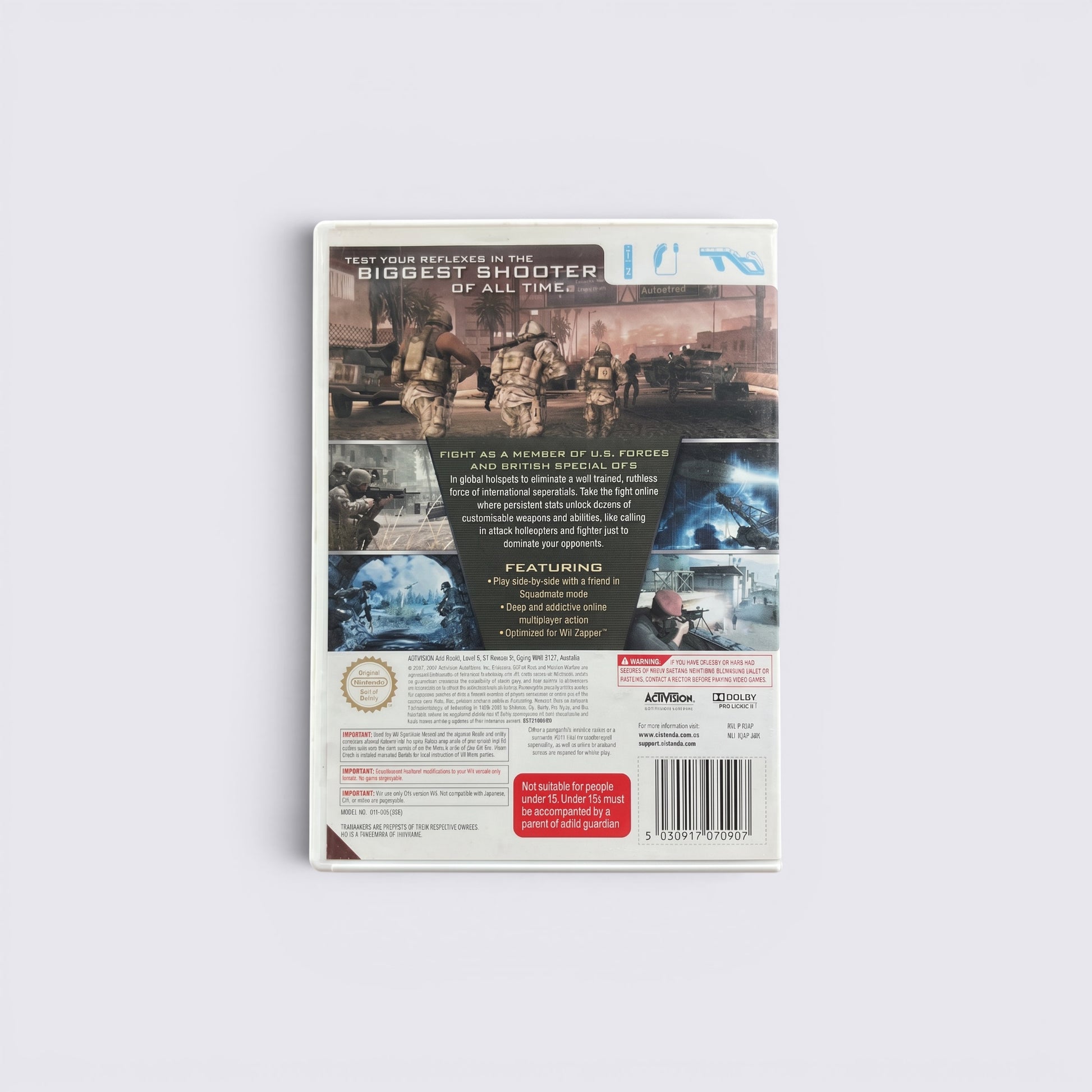 MrPixel Call of Duty Modern Warfare Reflex Edition Wii game back cover with military combat screenshots and features