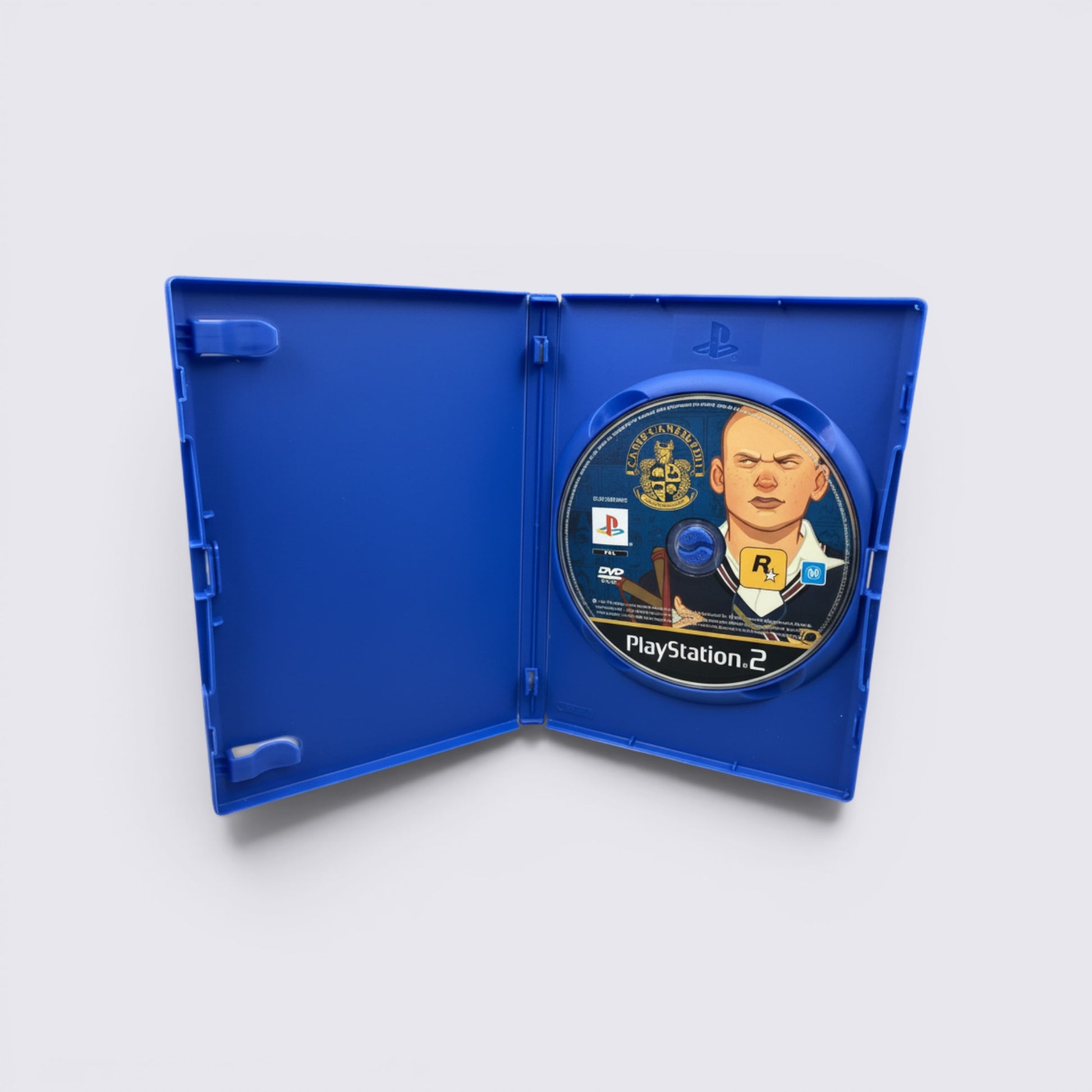 MrPixel Canis Canem Edit PlayStation 2 game disc inside a blue plastic case featuring Jimmy Hopkins character art