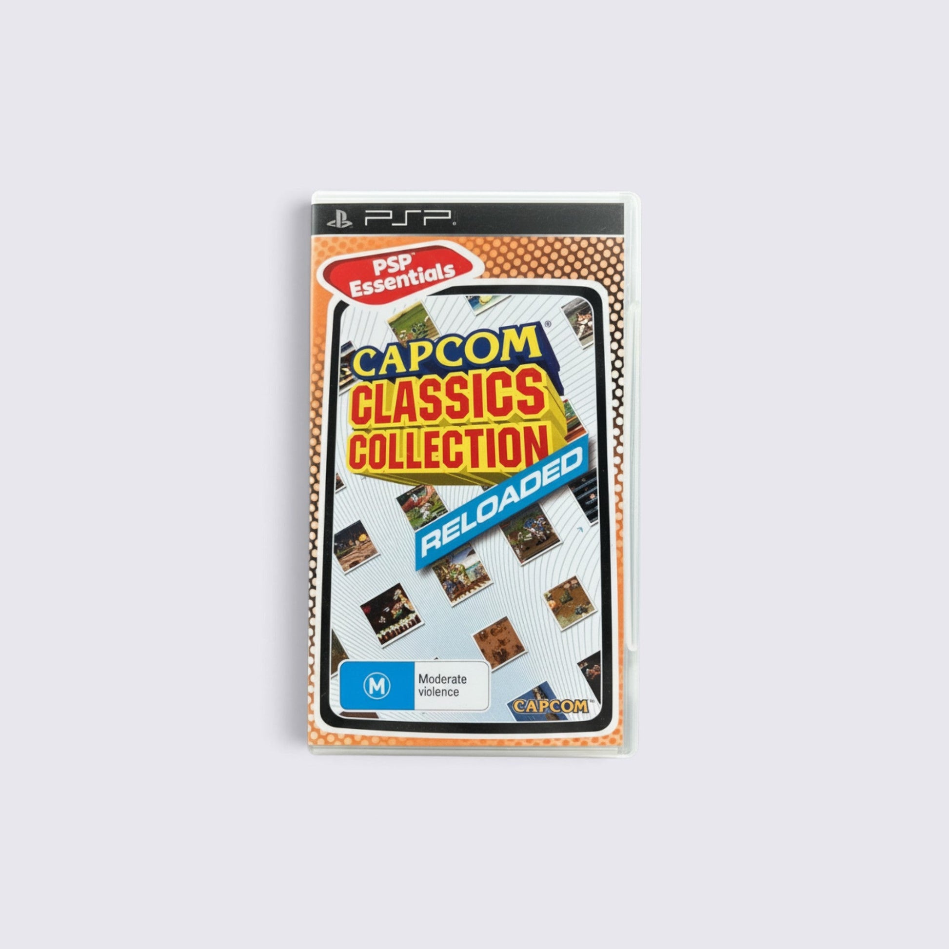 MrPixel Capcom Classics Collection Reloaded PSP Essentials game case featuring retro arcade game artwork