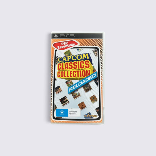 MrPixel Capcom Classics Collection Reloaded PSP Essentials game case featuring retro arcade game artwork