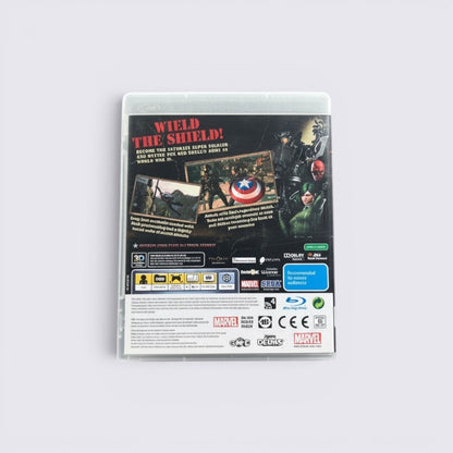 MrPixel Captain America: Super Soldier game case back cover featuring gameplay screenshots and Hydra villain art.
