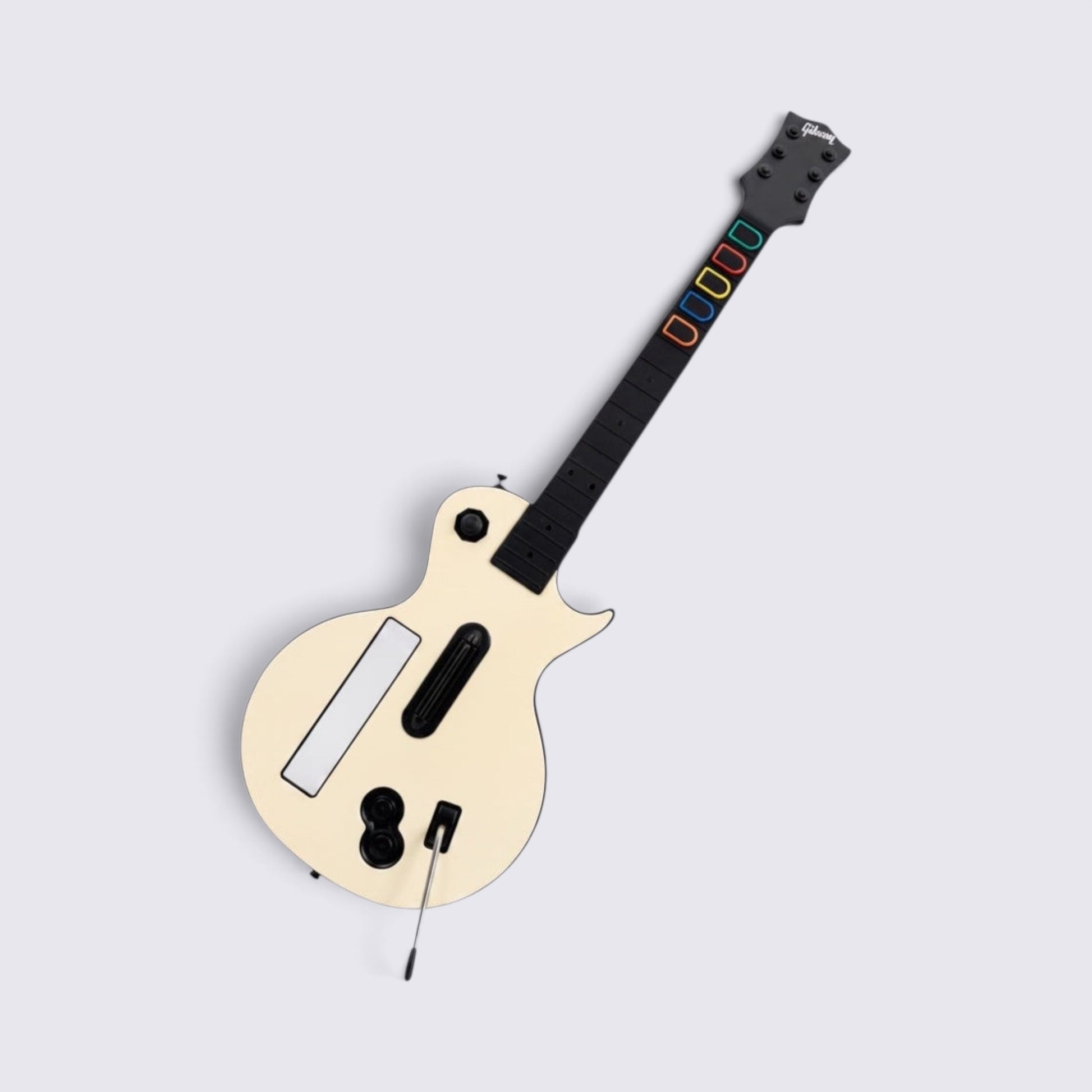 MrPixel cream Gibson Les Paul wireless guitar controller for Nintendo Wii with fret buttons and whammy bar