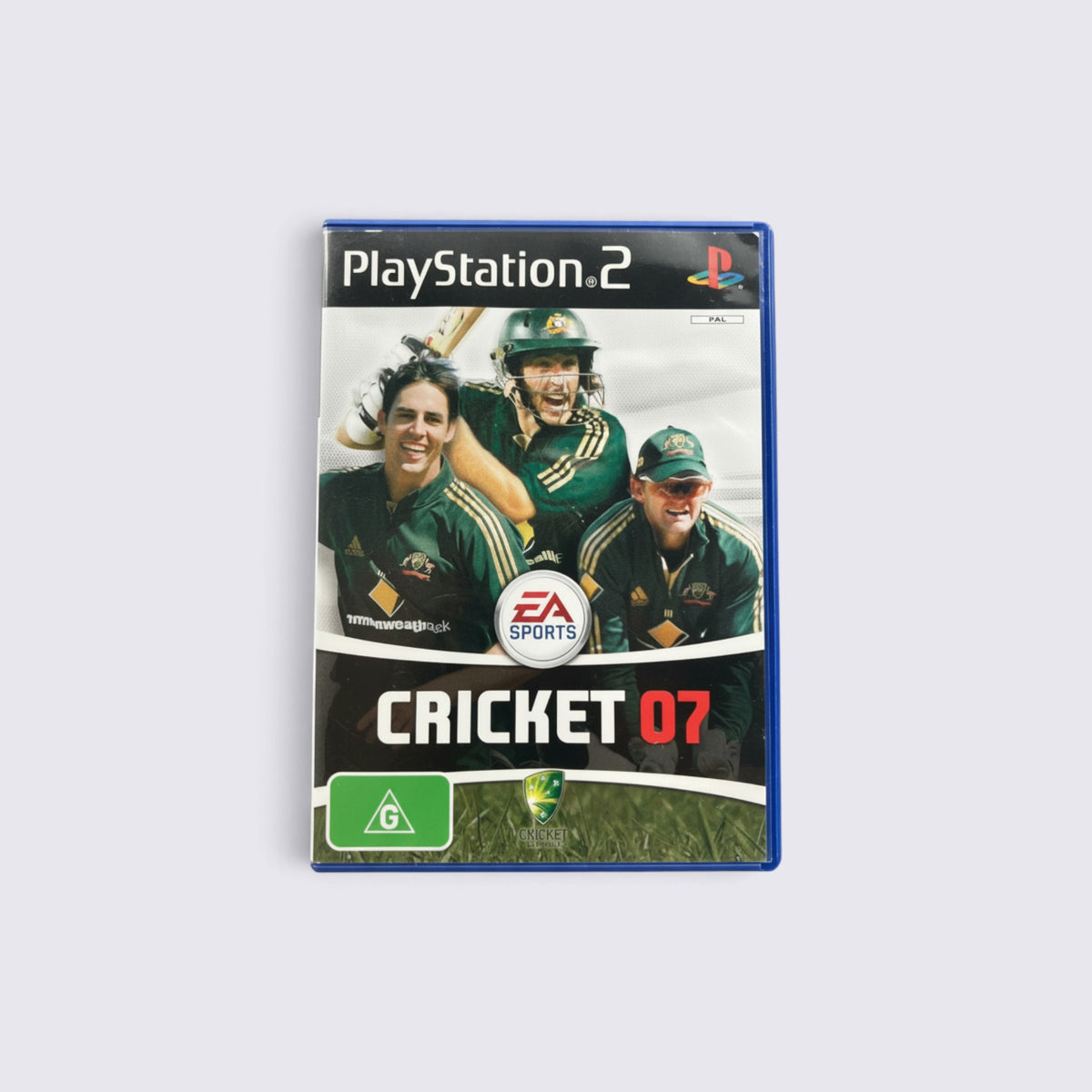 MrPixel Cricket 07 PlayStation 2 game case featuring Australian cricket players on the cover art
