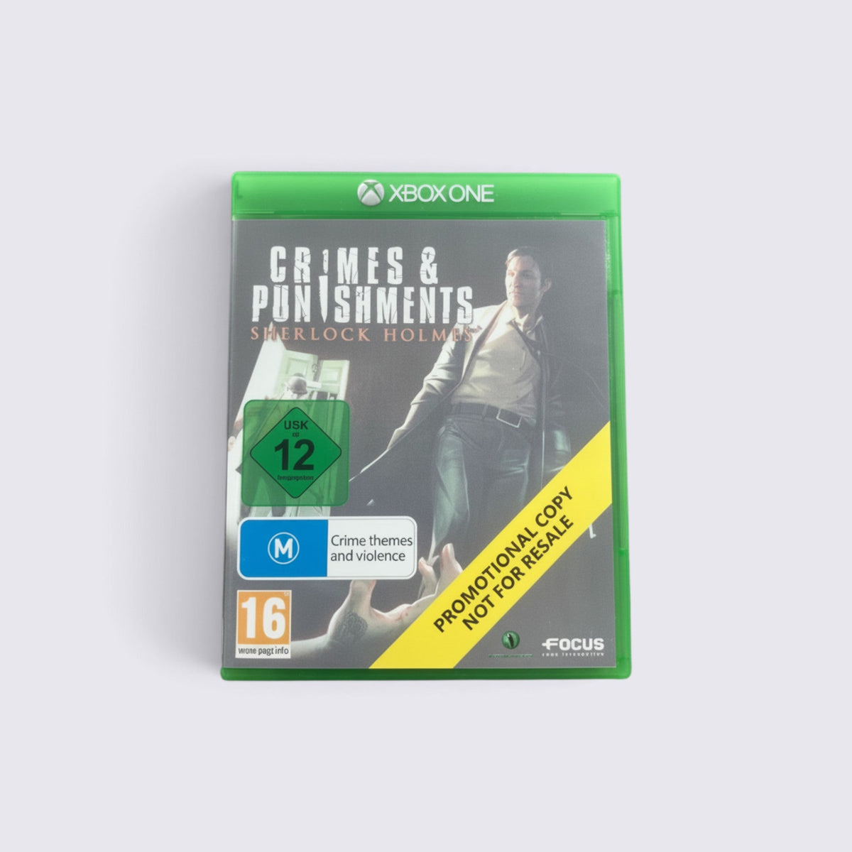 MrPixel Crimes & Punishments: Sherlock Holmes Xbox One game case with promotional copy label