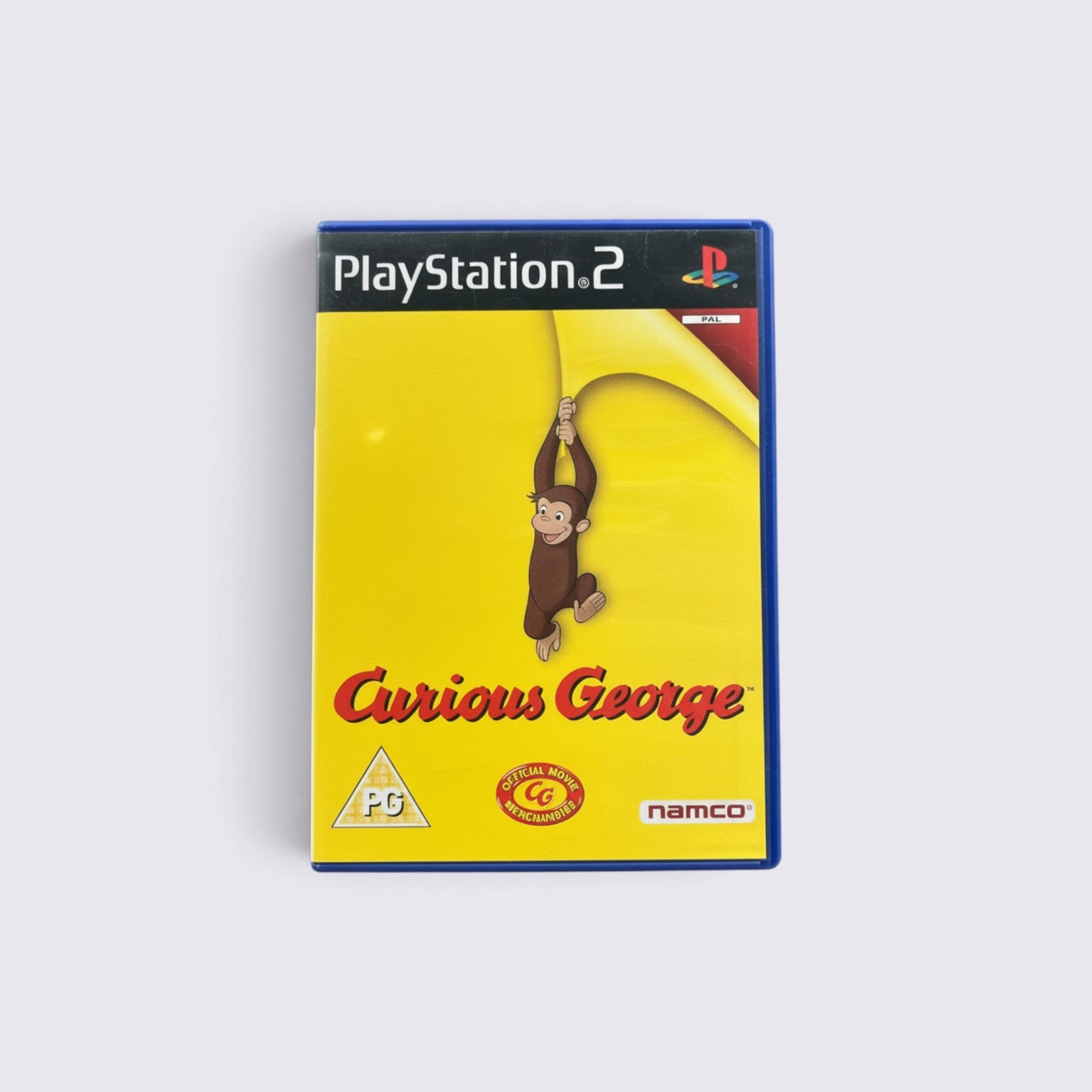 MrPixel Curious George PlayStation 2 game case featuring the iconic monkey character on a yellow background