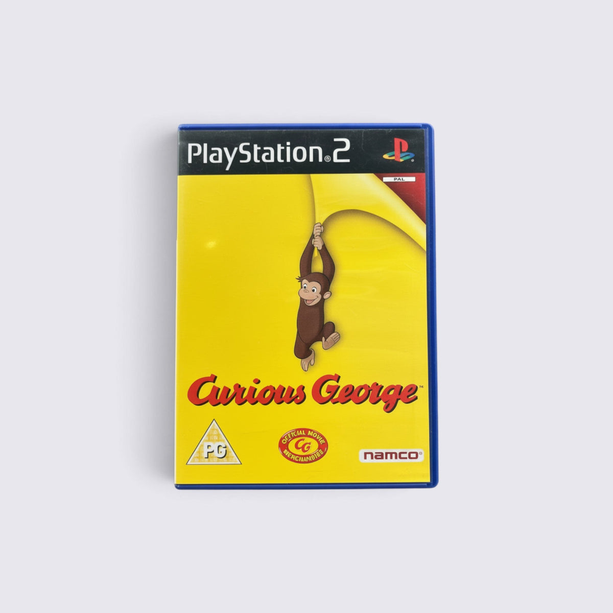 MrPixel Curious George PlayStation 2 game case featuring the iconic monkey character on a yellow background