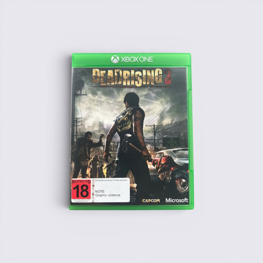 MrPixel Dead Rising 3 Xbox One game case featuring a survivor with a sledgehammer in a post-apocalyptic city