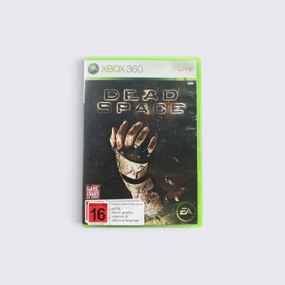 MrPixel Dead Space sci-fi horror video game for Xbox 360 featuring a bloodied space suit glove on the cover art.