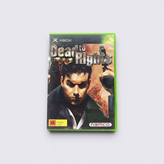 MrPixel Dead to Rights Xbox game case featuring Jack Slate holding a handgun against a gritty cinematic background.