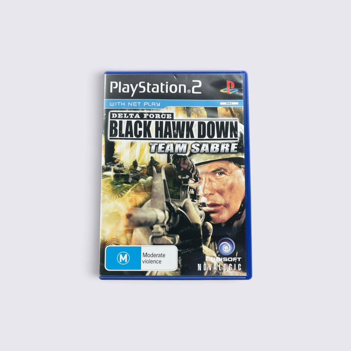 MrPixel Delta Force Black Hawk Down Team Sabre PlayStation 2 game case featuring tactical military cover art