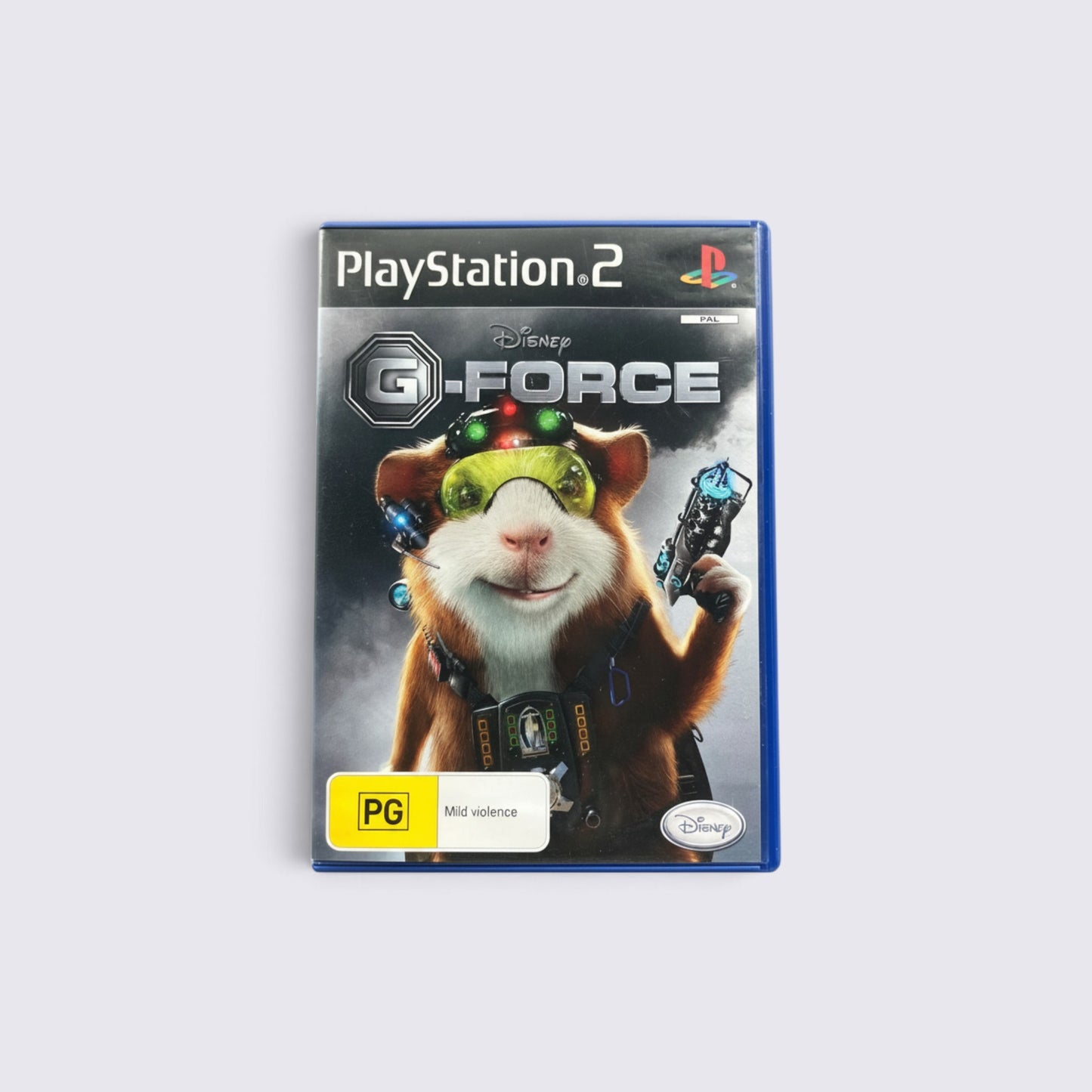 MrPixel Disney G-Force PlayStation 2 game case featuring Darwin the guinea pig agent with high-tech spy gear