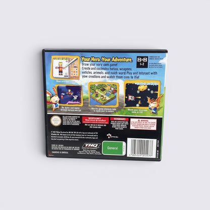 MrPixel Drawn to Life Nintendo DS game case back cover showing gameplay screenshots and creative drawing features
