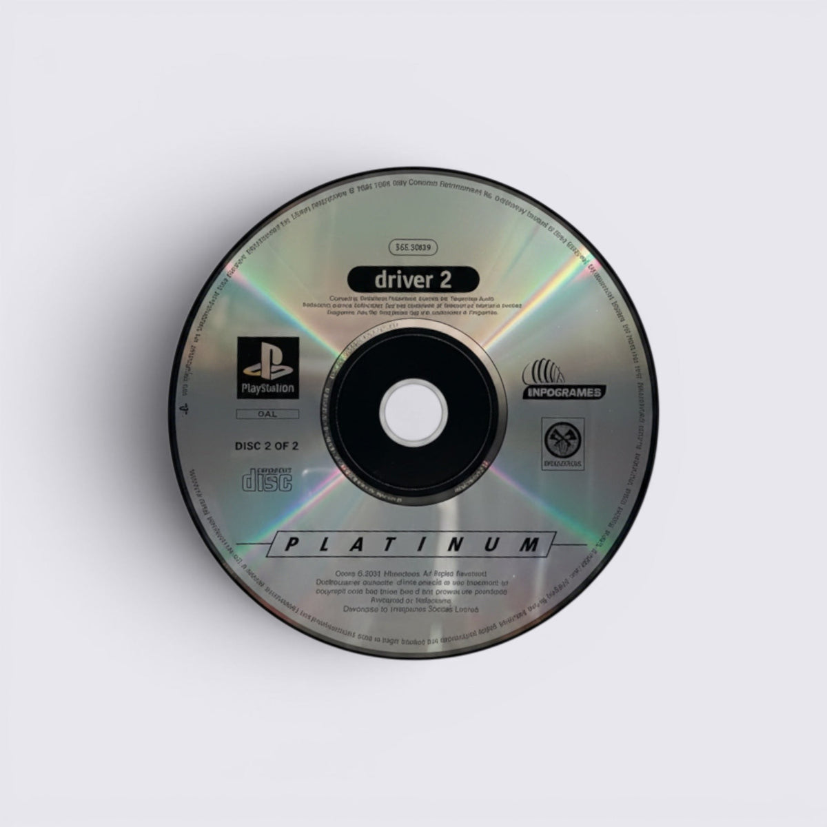 MrPixel Driver 2 Platinum edition PlayStation game disc featuring silver reflective surface and official branding