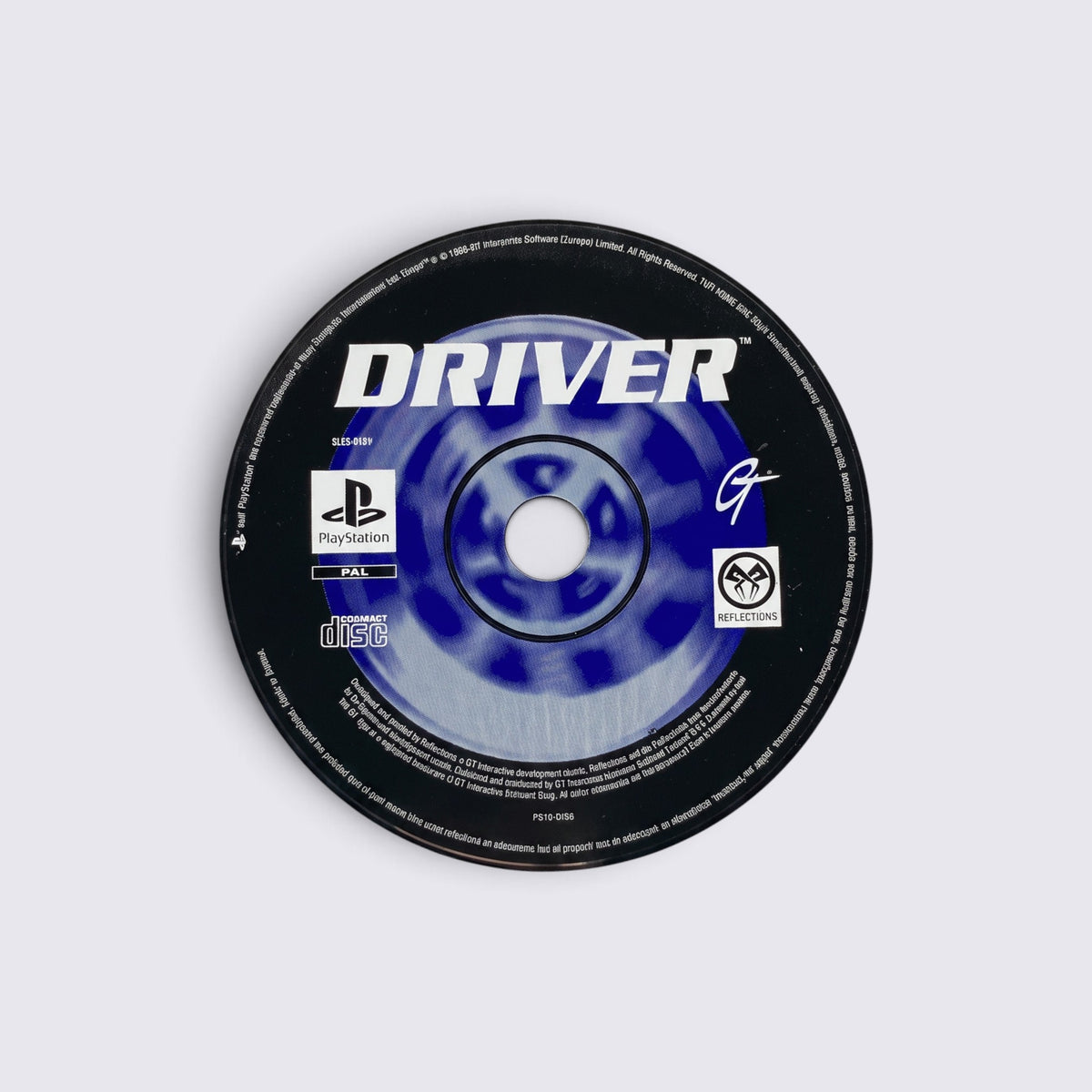 MrPixel Driver video game disc for PlayStation featuring a blue circular design with white logo and text
