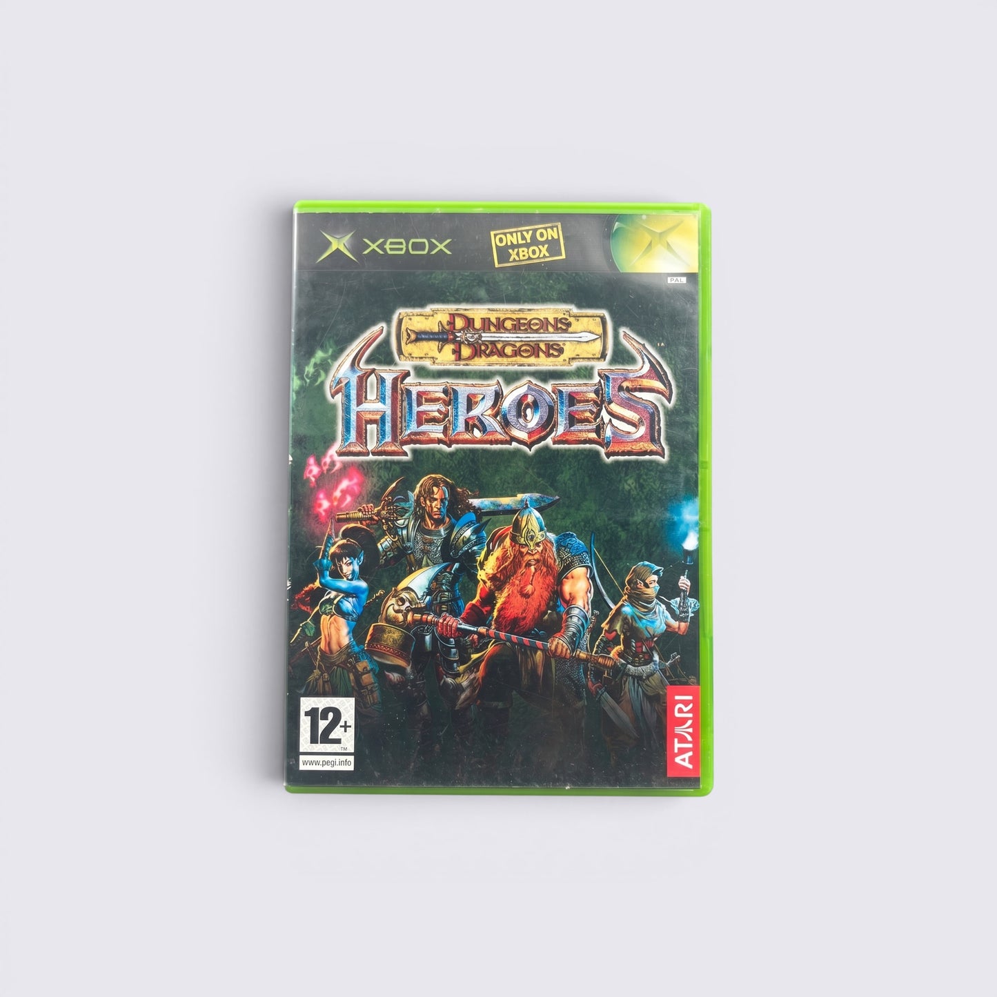 MrPixel Dungeons & Dragons: Heroes Xbox video game case featuring fantasy character artwork on a grey background