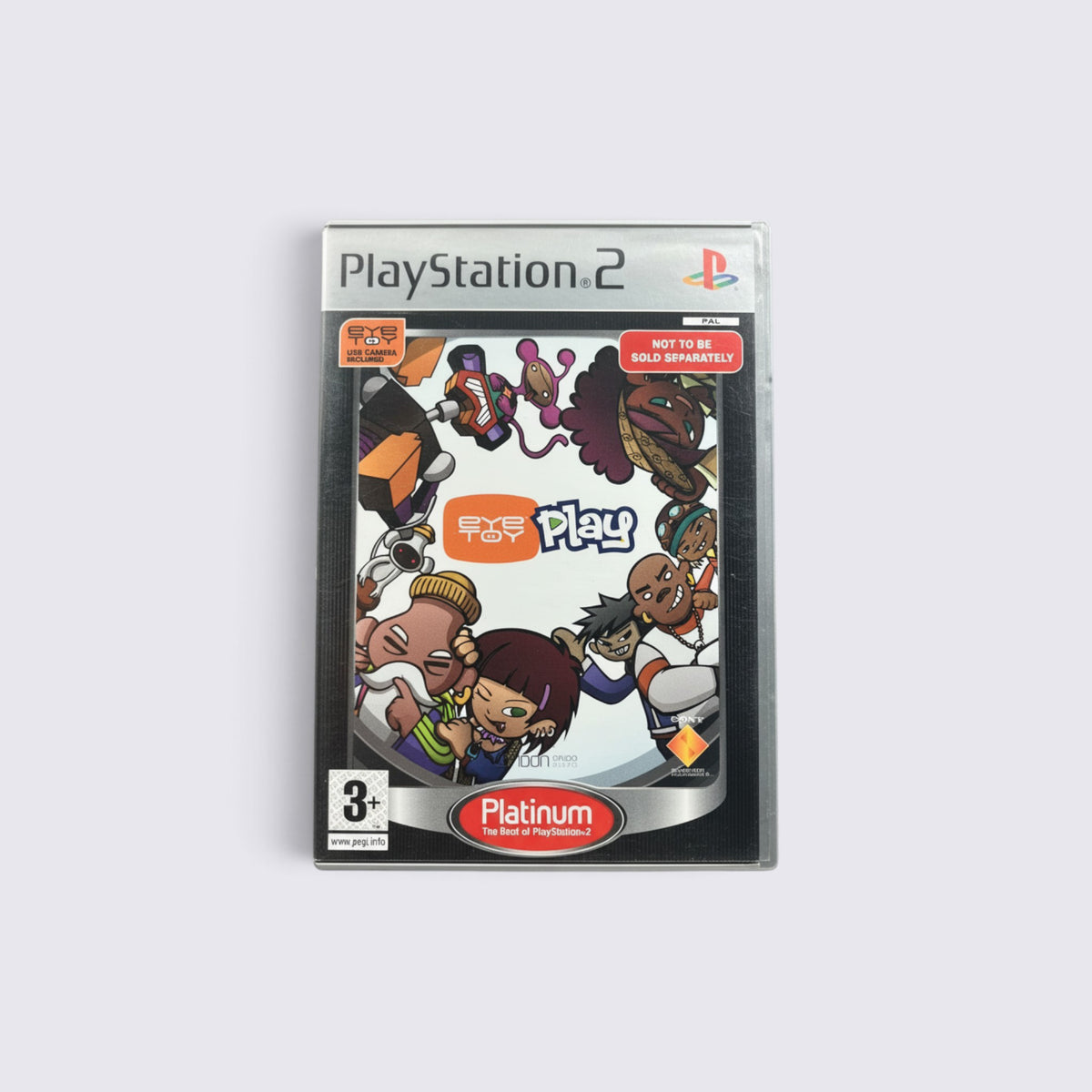 MrPixel Eye Toy: Play Platinum edition game case for PlayStation 2 featuring colourful cartoon character artwork.